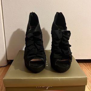 Herstyle, Black, peep-Toe Heeled Booties